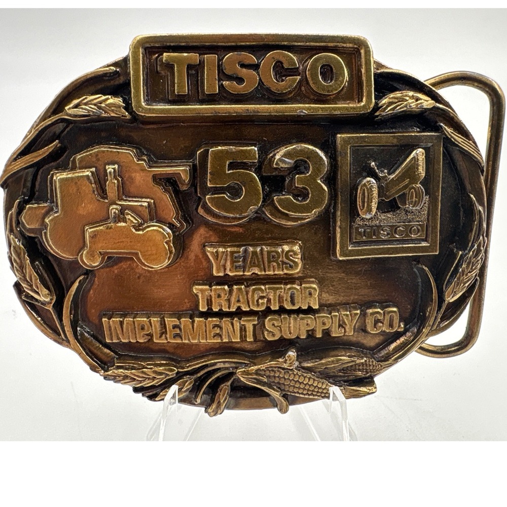 TISCO 53 Years Tractor Implement Supply Co‎ Belt Buckle Vintage Brass Farming